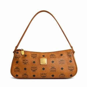 MCM Vintage Cognac Visetos Monogram Shoulder Bag Brown Leather Purse Y2K